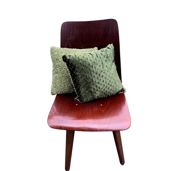 Festive Pillow Lot 2 Crate & Barrel Pier 1 Beaded Jingle Bells Removable Covers - Picture 2 of 16